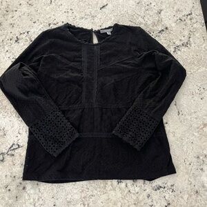 Anthropologie Eyelet Cutout Black Long Sleeve Large